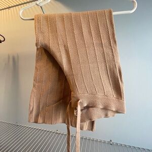 Pink knit wide leg crop pants